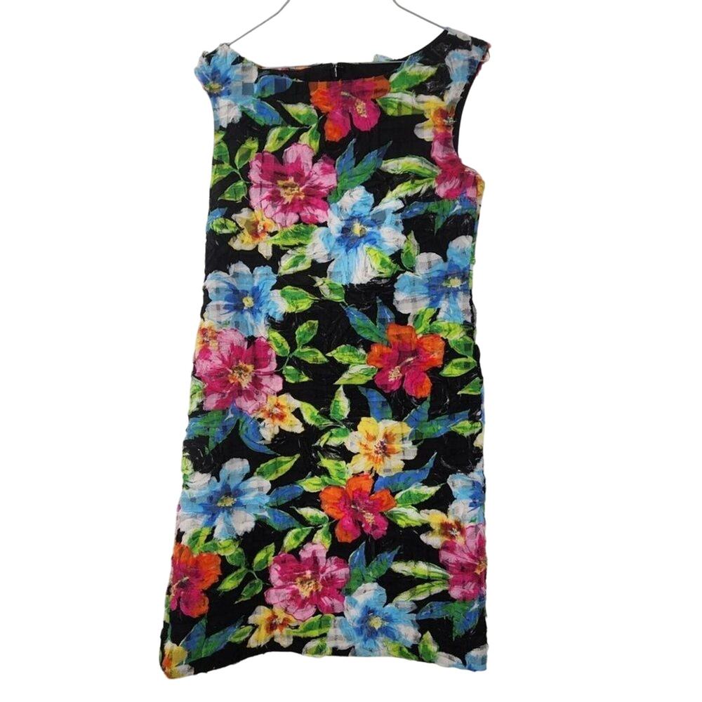 Worth New York Black Tropical Floral Sleeveless Sheath Dress Women's 0 Designer